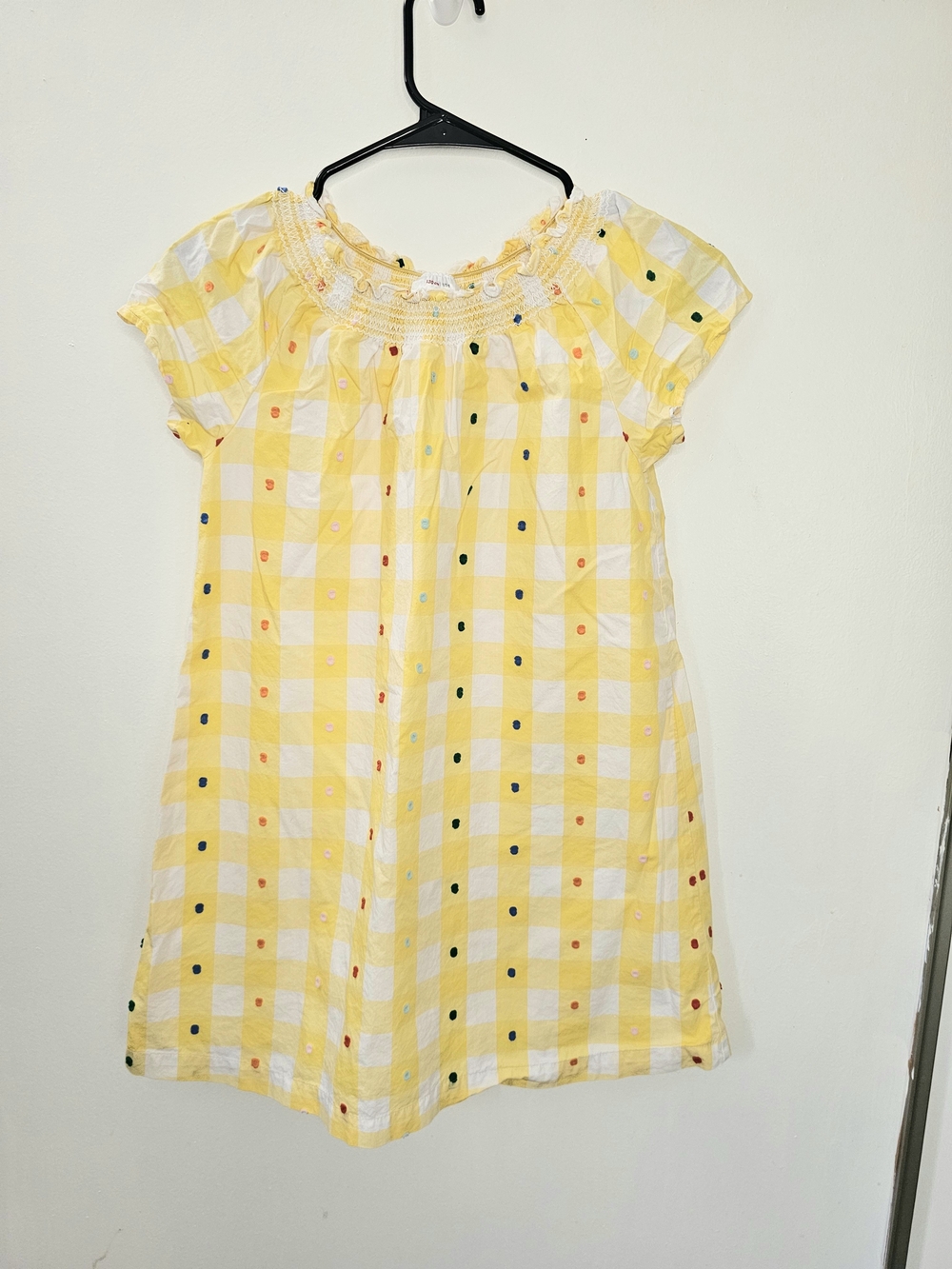 Hanna Andersson Yellow Gingham Embroidered Cotton Dress Girls 130 8